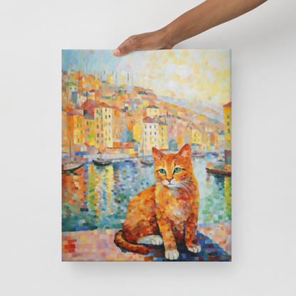 Kat op de Haven op Canvas - Paul Signac Stijl